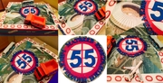 "ТОРТ на 55-летие". Ванильные бисквиты, крем шарлотт, безе, орехи(фисташки, миндаль, глазированный грецкий орех, лепестки орахиса). Вес 15 кг. Размер 50*40см.